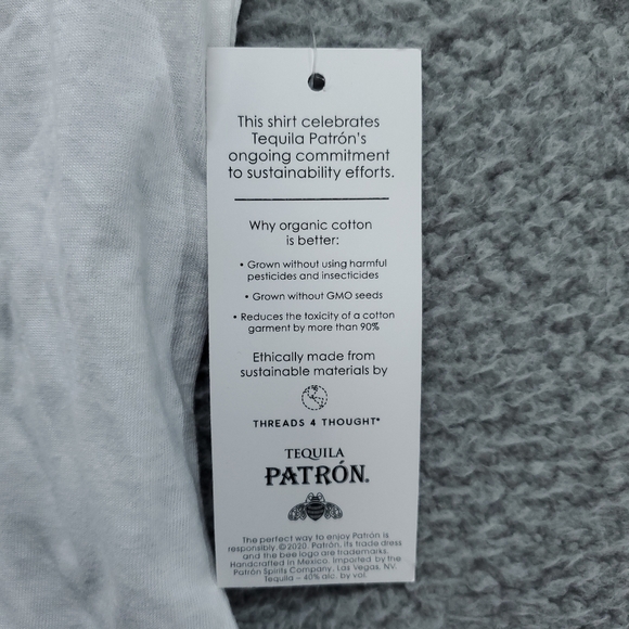 PATRON TEQUILA Organic Cotton JERSEY T SHIRT Med - Large White & Lime Green SOFT - Picture 7 of 9